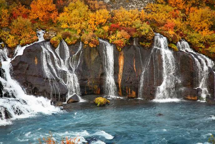 赫伦瀑布 Hraunfossar